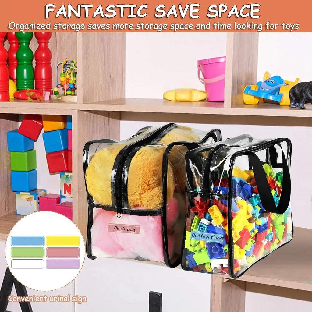 Large Clear PVC Storage Bag Travel Waterproof Organizer Bags Cosmetics Pouch Reusable Toy Storage Bag for Building Block Puzzle