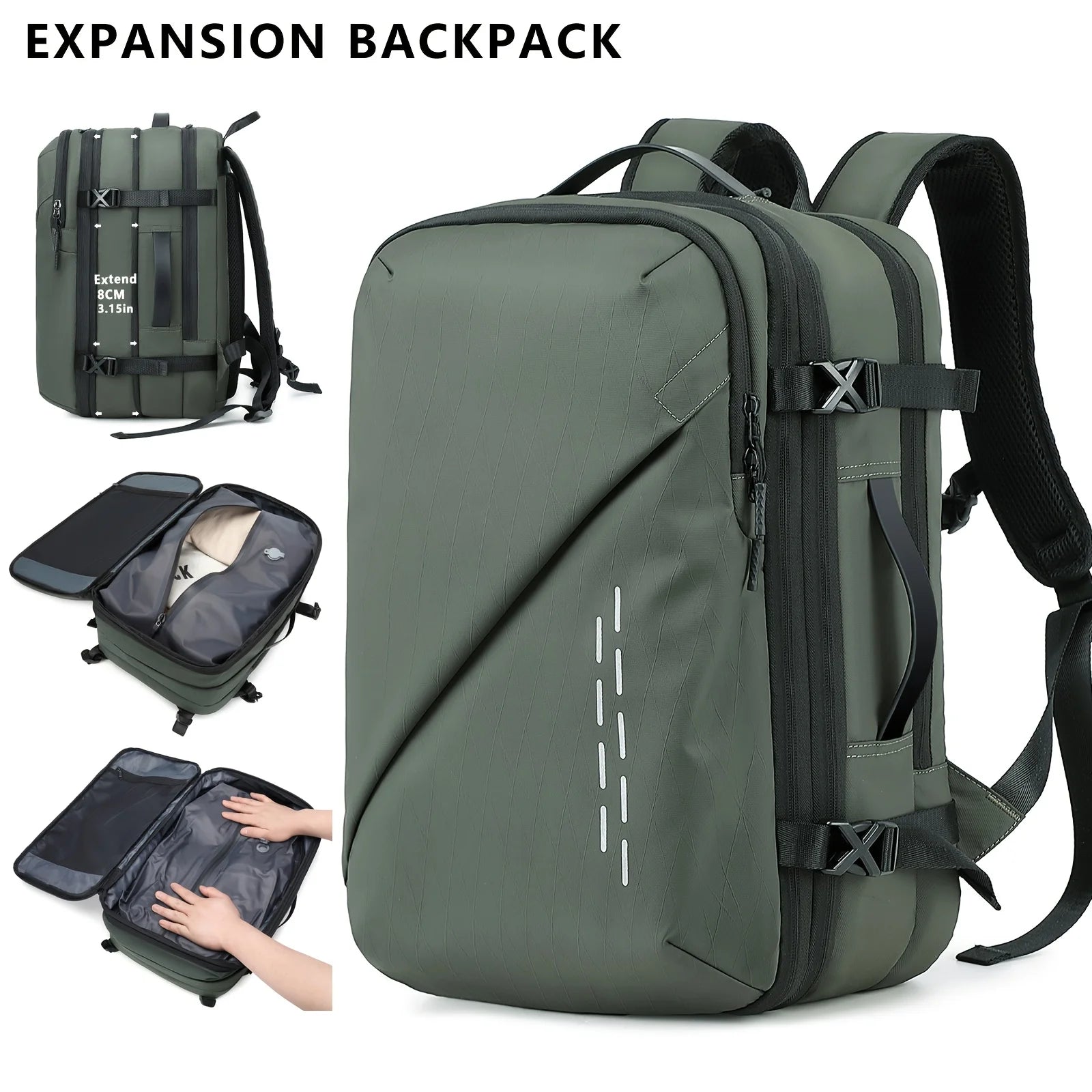 Large capacity fashionable vacuum compression backpack, computer backpack, leisure hiking backpack