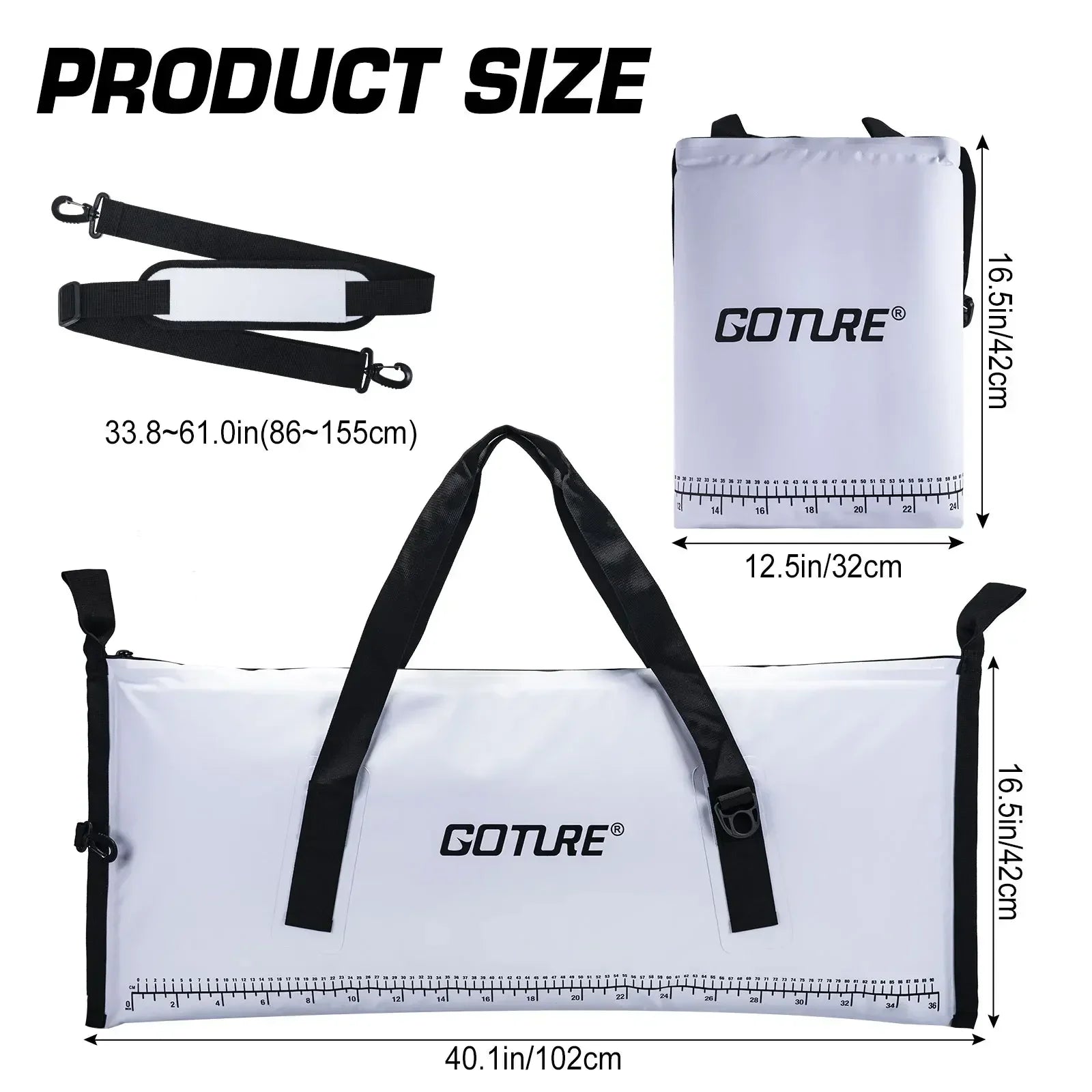 Goture Sea Fishing Live Fish Insulated Cooler Bag Waterproof Fish Bag Fishing Cooler Bag Freshness 72 Hour Retention Collapsible