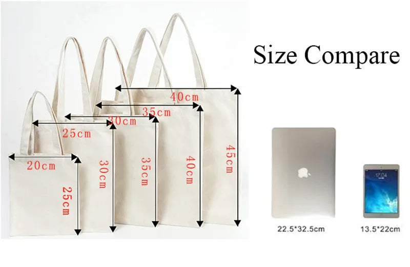 10 pcs Custom Logo Printed Plain Bulk Large Reusable Eco Friendly Cotton Canvas Tote Shopping Bag for Shopping School