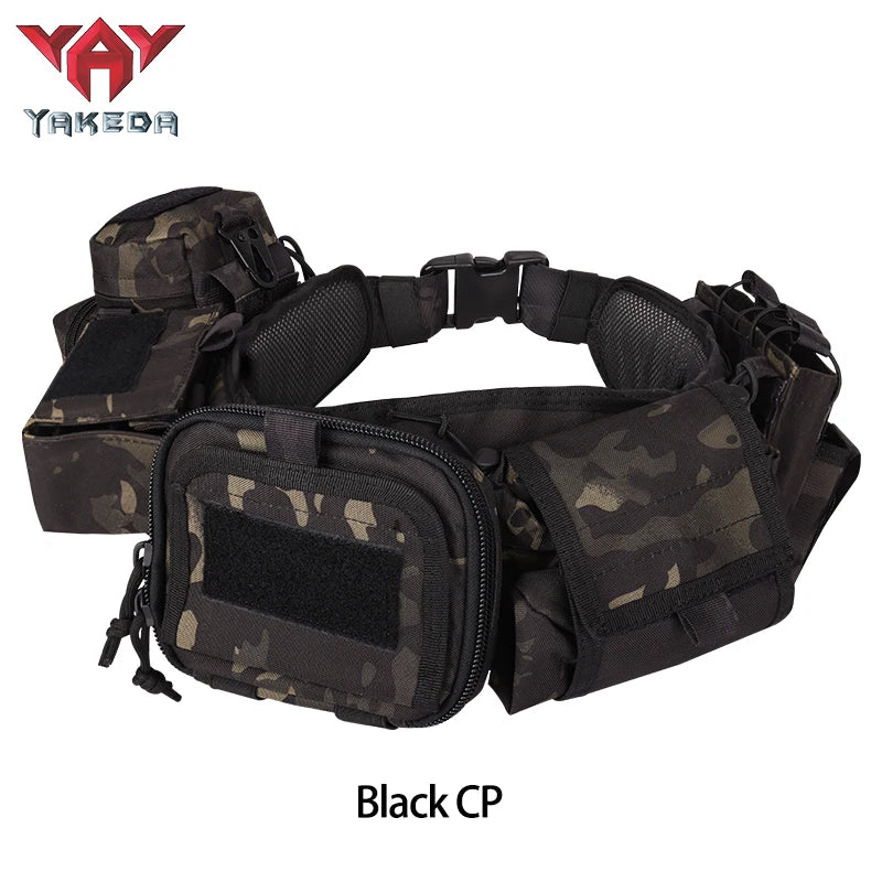 Yakeda Tactical Belt wilth Holster Magazine pouch Hunting Gadget Pouch Waist Bag Adjustable MOLLE Padded Patrol Duty Belt Combat