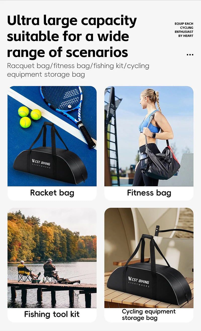 WEST BIKING Portable Bicycle Magnetic Resistance Roller Training Stand Indoor MTB Road Bike Roller Trainer with Storage Bag