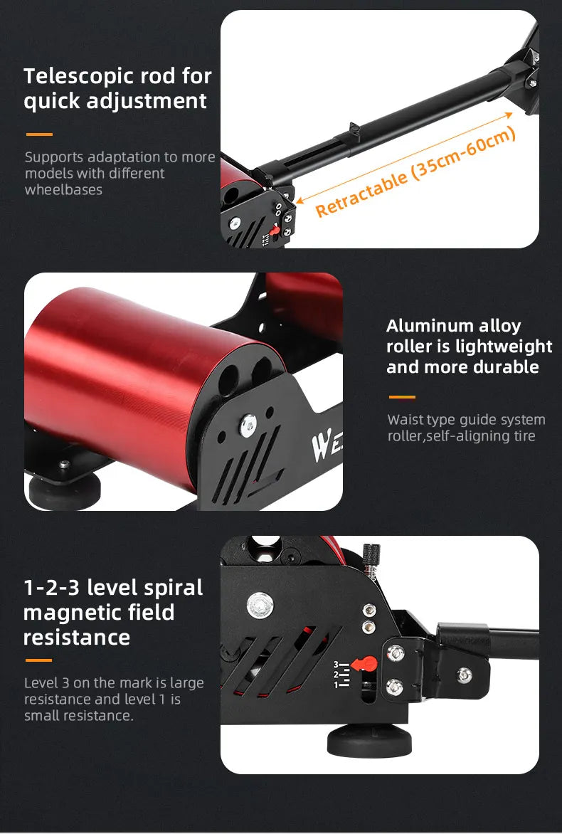 WEST BIKING Portable Bicycle Magnetic Resistance Roller Training Stand Indoor MTB Road Bike Roller Trainer with Storage Bag