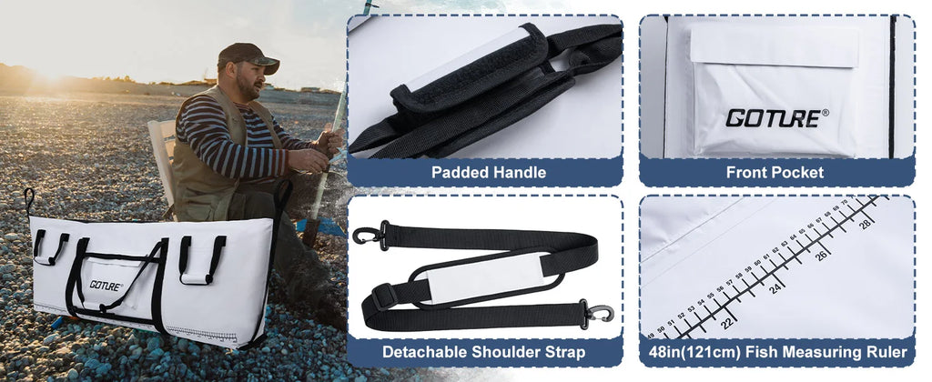 Goture Sea Fishing Live Fish Insulated Cooler Bag Waterproof Fish Bag Fishing Cooler Bag Freshness 72 Hour Retention Collapsible