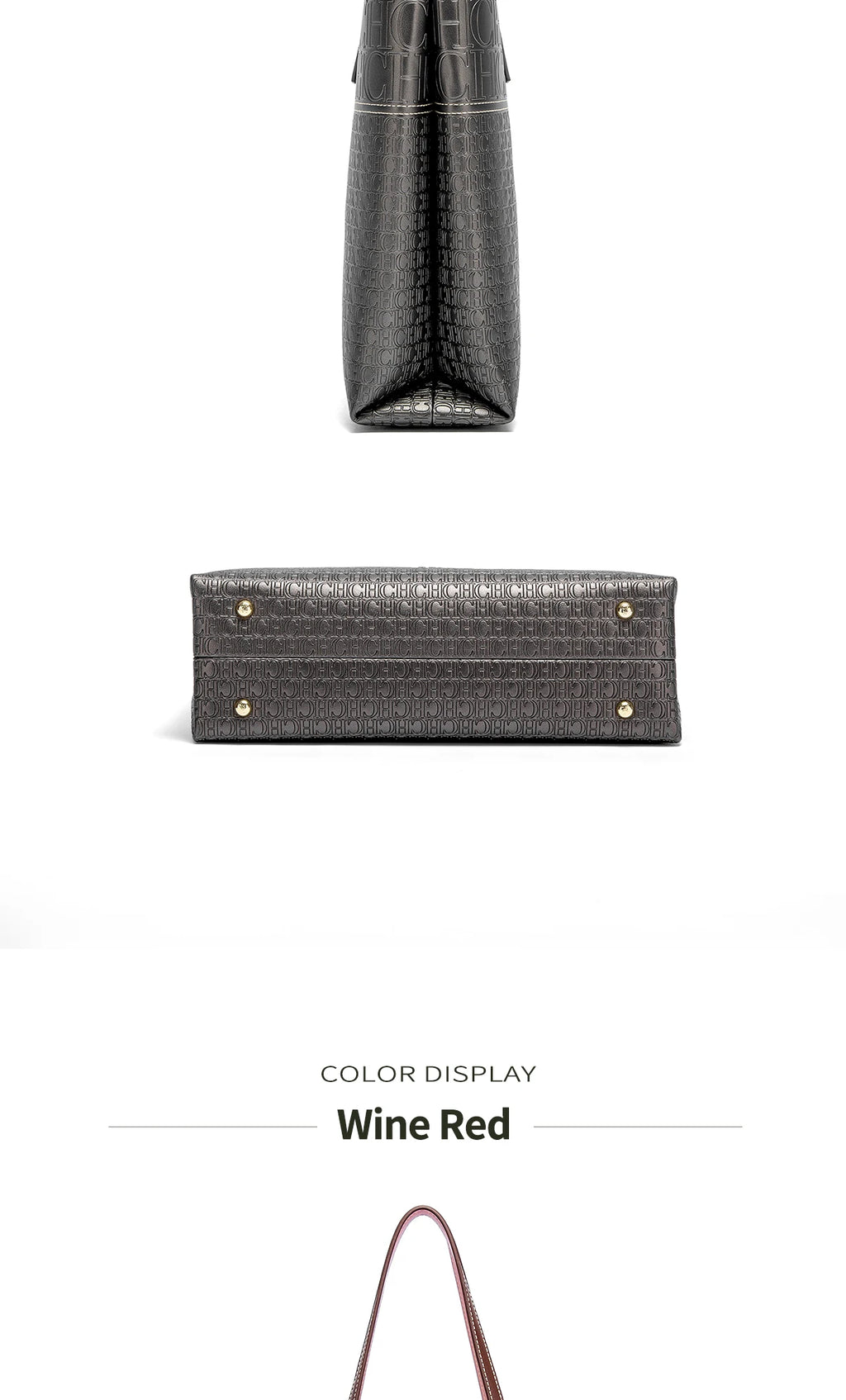 CH Leather Women's Bag Brand Engraved Exquisite Large Capacity Handbag Classic Durable Elegant Fashion Casual Bag with Base