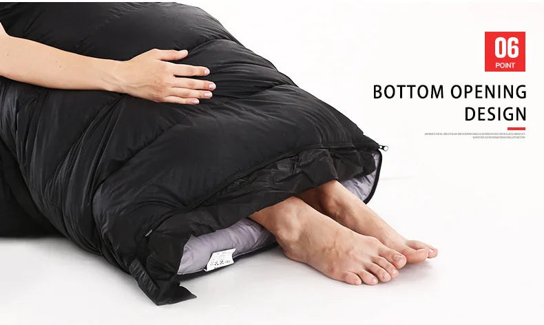 Backpacking Envelope Sleeping Bag Portable Waterproof Down Cotton Lightweight Camp Bedding for Outdoor Traveling Camping Hiking