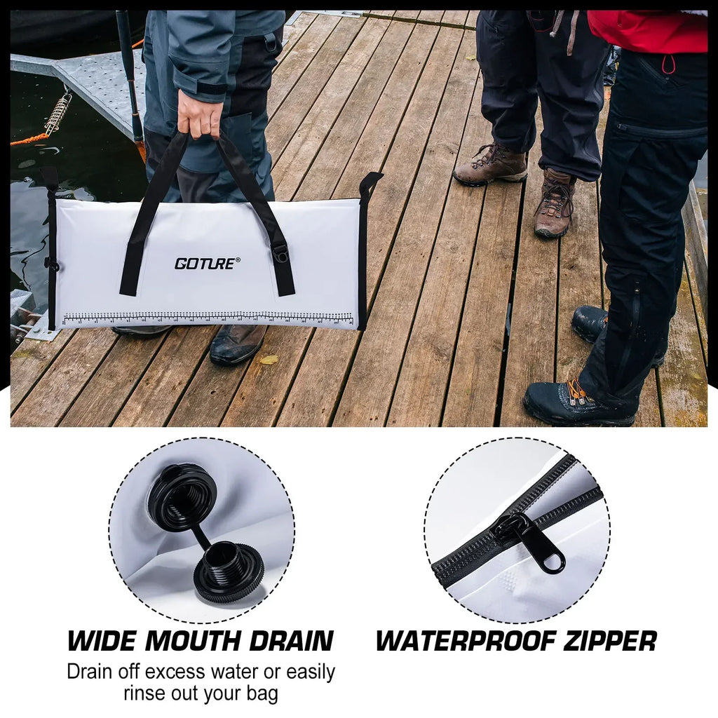 Goture Sea Fishing Live Fish Insulated Cooler Bag Waterproof Fish Bag Fishing Cooler Bag Freshness 72 Hour Retention Collapsible
