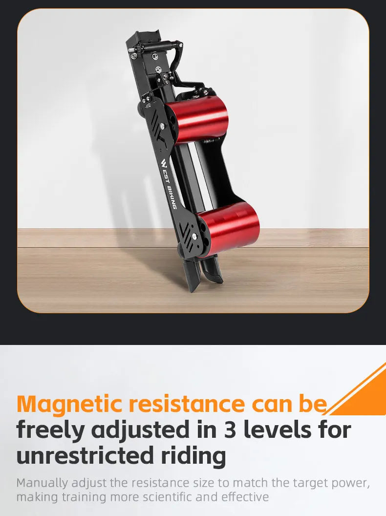 WEST BIKING Portable Bicycle Magnetic Resistance Roller Training Stand Indoor MTB Road Bike Roller Trainer with Storage Bag