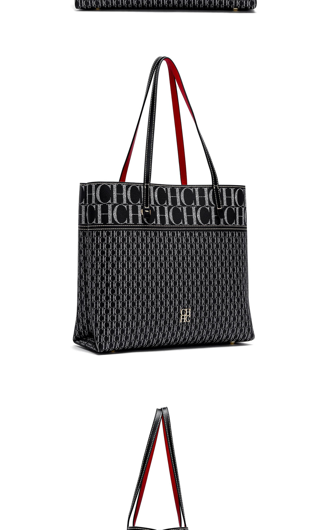 CH Leather Women's Bag Brand Engraved Exquisite Large Capacity Handbag Classic Durable Elegant Fashion Casual Bag with Base