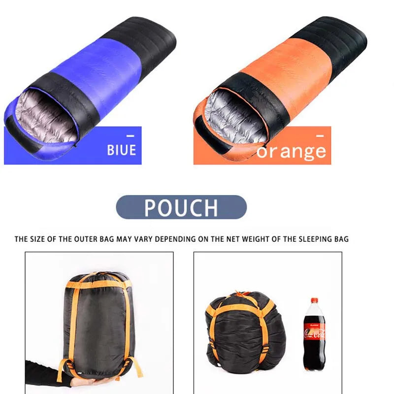 Backpacking Envelope Sleeping Bag Portable Waterproof Down Cotton Lightweight Camp Bedding for Outdoor Traveling Camping Hiking