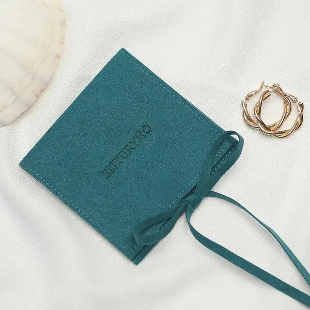 50 Jewelry Gift Bags Custom Logo 8X8cm Yellow Microfiber Packaging Pouch For Rings Earrings Tarot Card Wedding Favors Velvet Bag