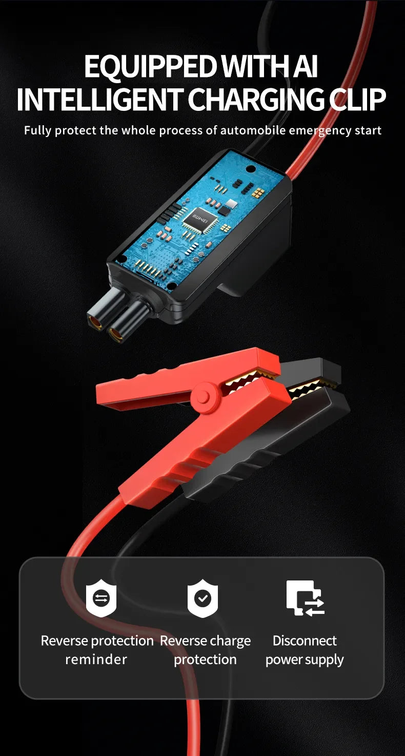 BUVAYE Car Multi-function Air Compressor Jump Starter Air Pump Convenient Tire Inflator Portable Battery Starter With EVA Bag