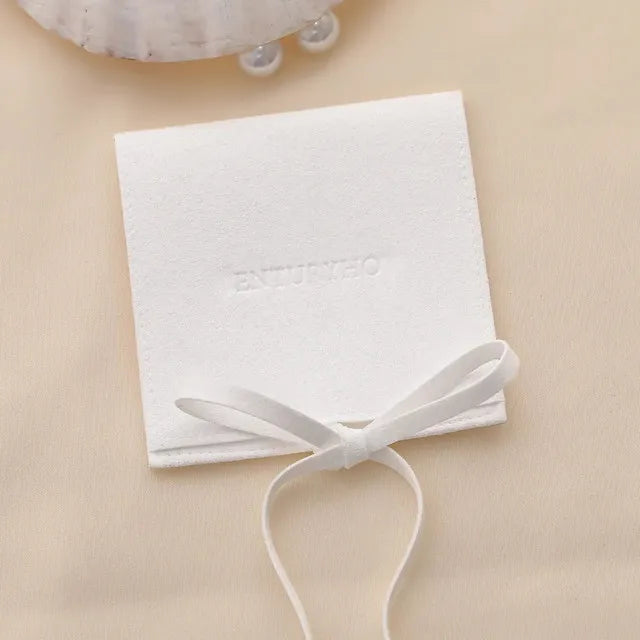 50 Jewelry Gift Bags Custom Logo 8X8cm Yellow Microfiber Packaging Pouch For Rings Earrings Tarot Card Wedding Favors Velvet Bag