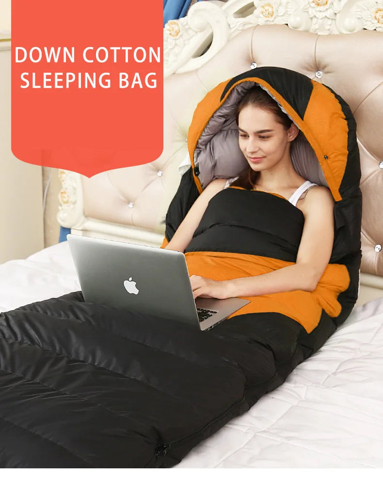 Backpacking Envelope Sleeping Bag Portable Waterproof Down Cotton Lightweight Camp Bedding for Outdoor Traveling Camping Hiking