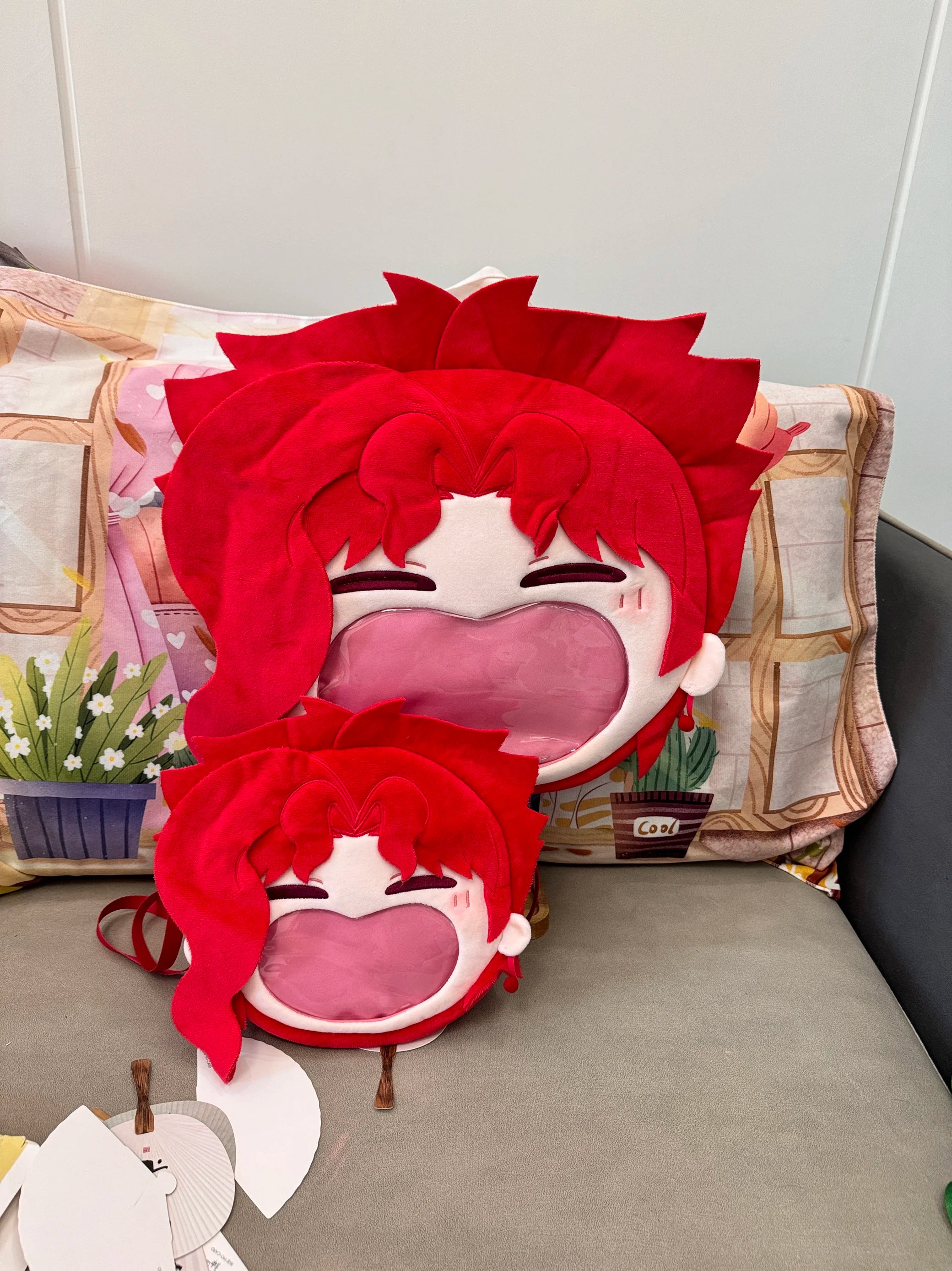 Japan Anime Kakyoin Noriaki Kawaii Big Face Cosplay Itbag Lolita Women Shoulder Bags Plush Backpack Funny Decor Fans Gift Bag