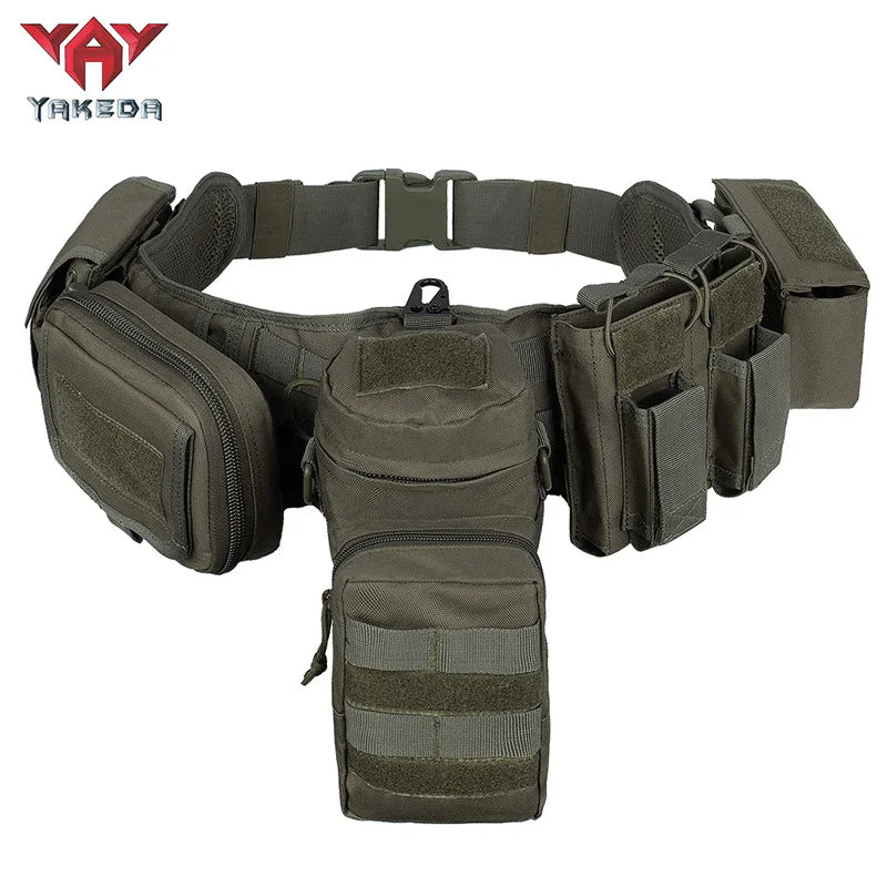 Yakeda Tactical Belt wilth Holster Magazine pouch Hunting Gadget Pouch Waist Bag Adjustable MOLLE Padded Patrol Duty Belt Combat