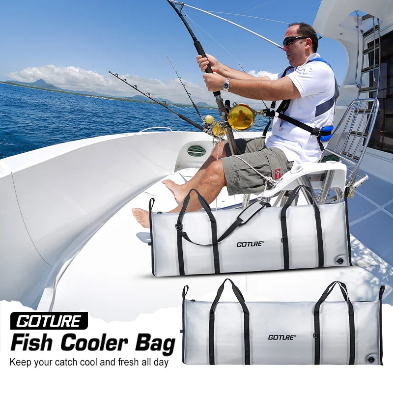 Goture Sea Fishing Live Fish Insulated Cooler Bag Waterproof Fish Bag Fishing Cooler Bag Freshness 72 Hour Retention Collapsible