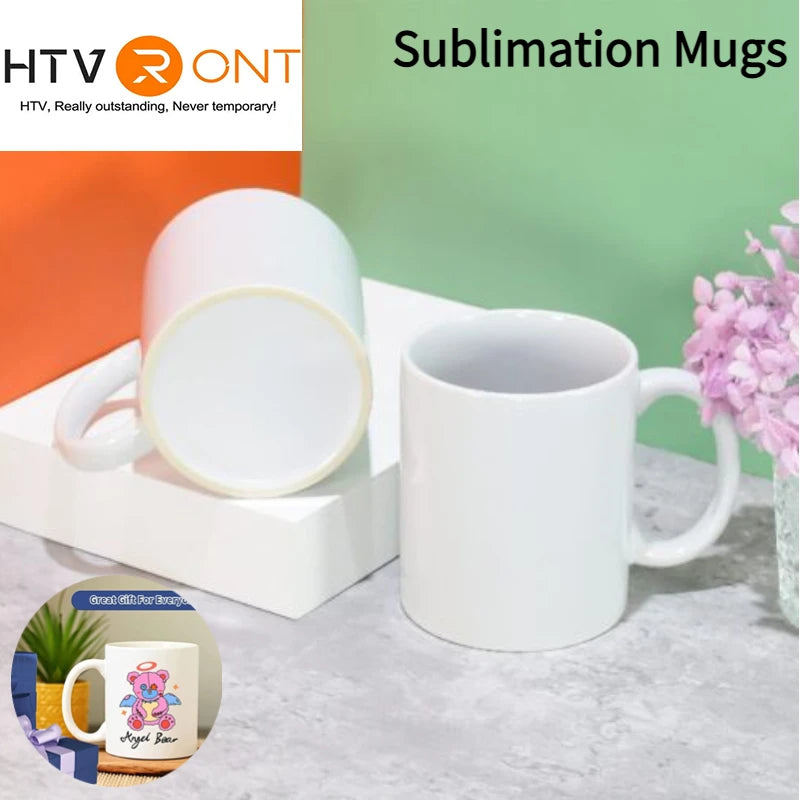 HTVRONT Sublimation Mugs 11oz Ceramic Sublimation Mugs Blank Bulk Coffee Mug White Ceramic Photo Cups With Bubble Bag