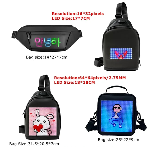 Led Light Backpack Smart App Programmable Picture Animations logo Display Screen Bag Travel Laptop Backpack Student School Bags
