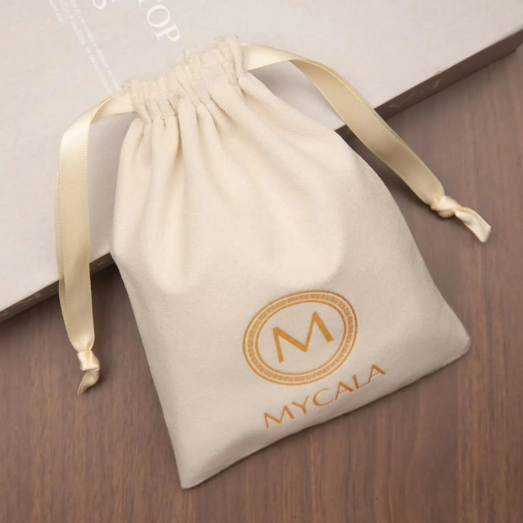 Custom Logo Beige  Velvet Dust Bag Drawstring Bracelet Packaging Small Jewelry Gifts Wholesale Rope Storage Pouch