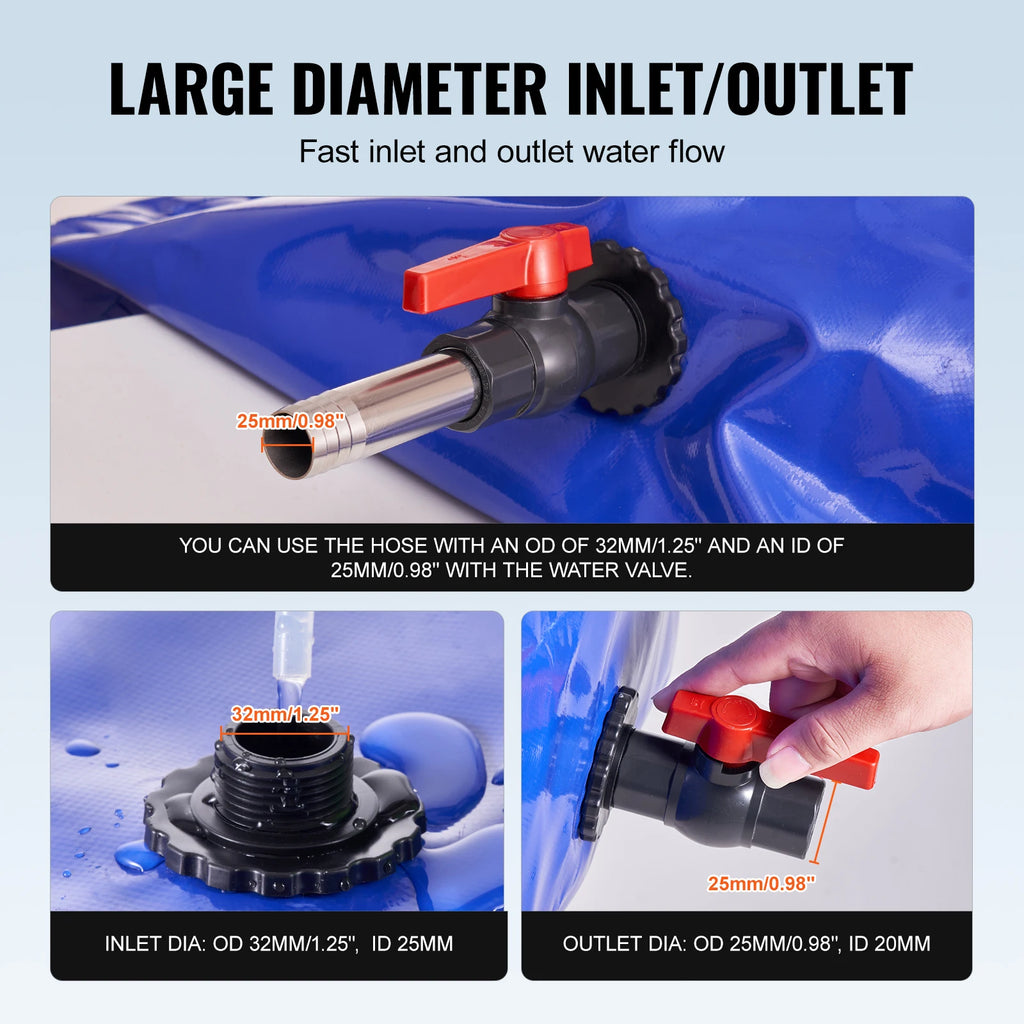 SucceBuy Water Storage Bladder, PVC Collapsible Water Storage Containers, Large Capacity Soft Water Bag, Fire Prevention Camping