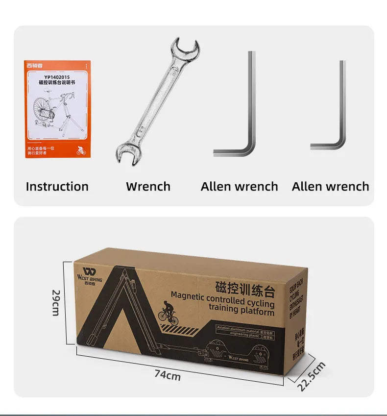 WEST BIKING Portable Bicycle Magnetic Resistance Roller Training Stand Indoor MTB Road Bike Roller Trainer with Storage Bag