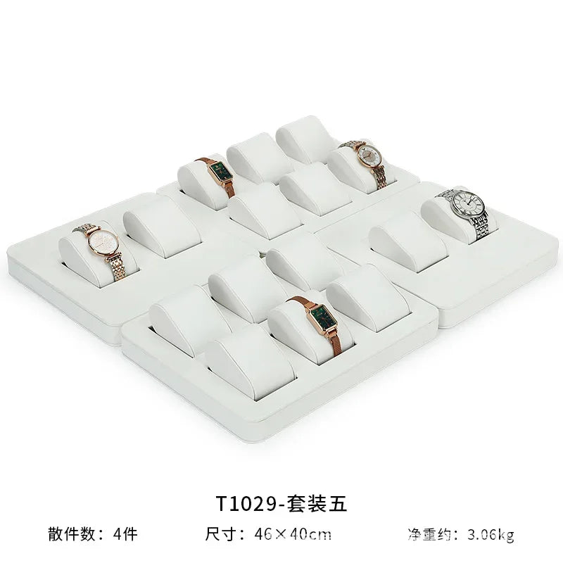 High End Watch Display Case Black and White Brushed Multi Position Watch Display Tray Blue Movable Pillow Bag Watch Display