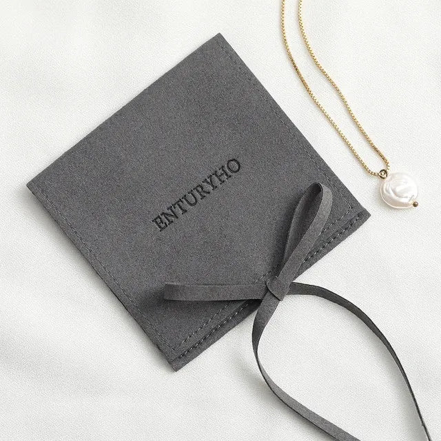 50 Jewelry Gift Bags Custom Logo 8X8cm Yellow Microfiber Packaging Pouch For Rings Earrings Tarot Card Wedding Favors Velvet Bag