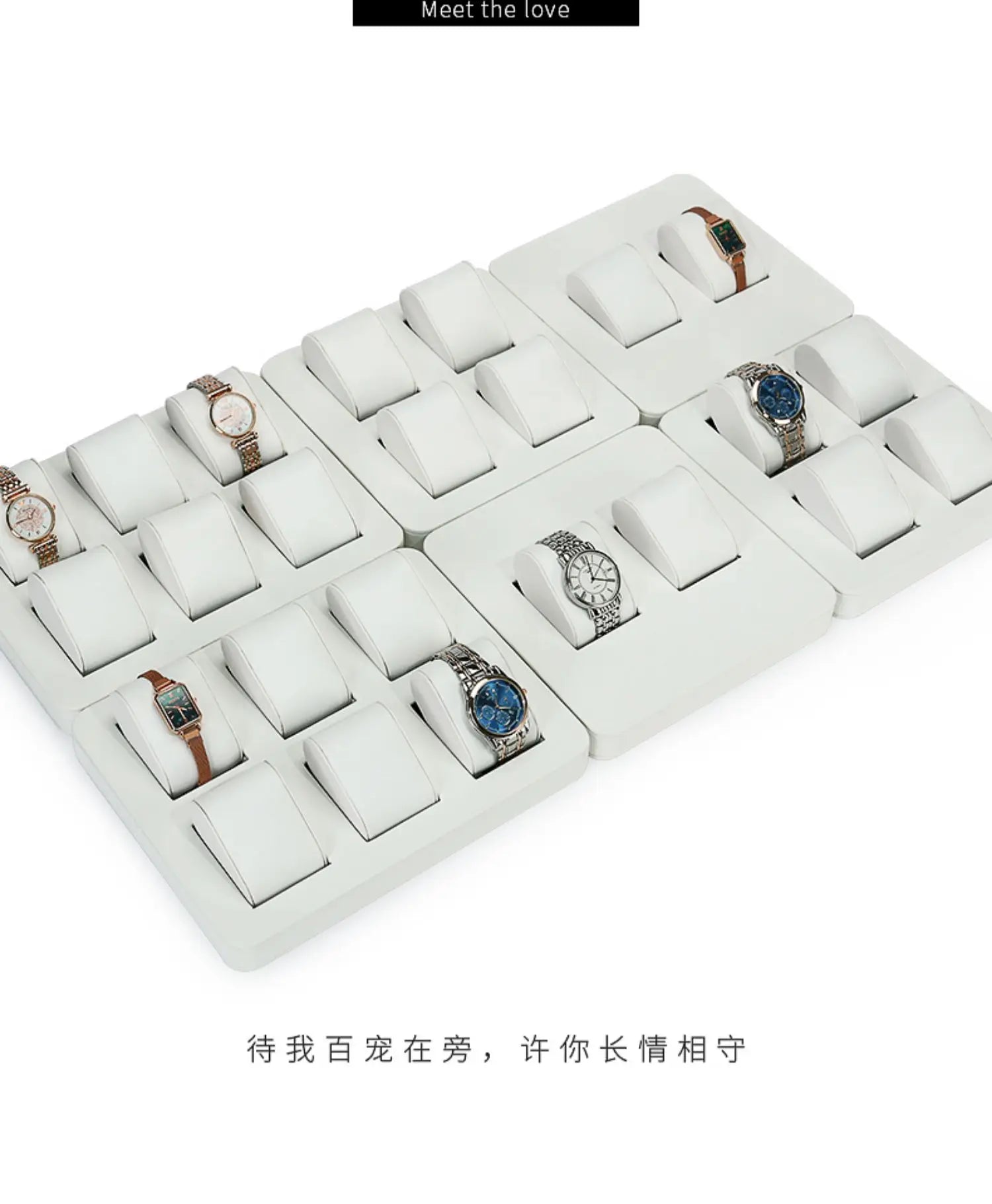 High End Watch Display Case Black and White Brushed Multi Position Watch Display Tray Blue Movable Pillow Bag Watch Display