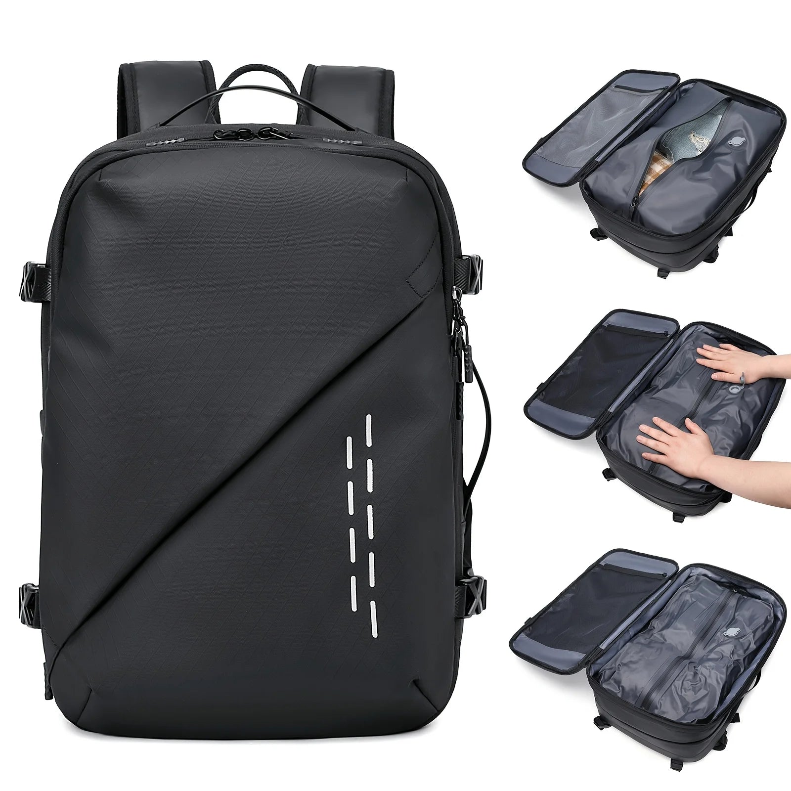 Large capacity fashionable vacuum compression backpack, computer backpack, leisure hiking backpack
