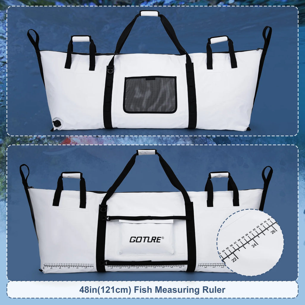 Goture Sea Fishing Live Fish Insulated Cooler Bag Waterproof Fish Bag Fishing Cooler Bag Freshness 72 Hour Retention Collapsible