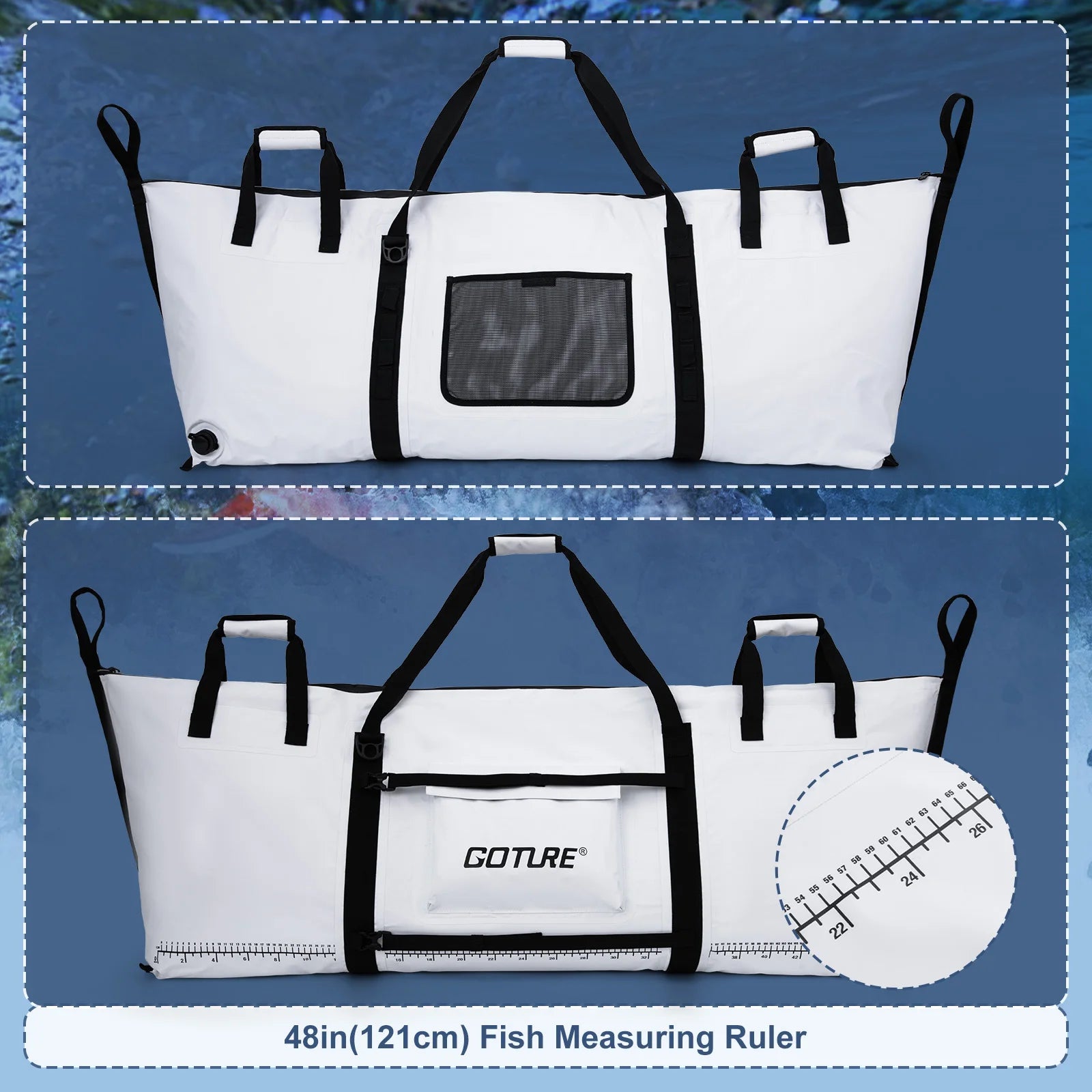 Goture Sea Fishing Live Fish Insulated Cooler Bag Waterproof Fish Bag Fishing Cooler Bag Freshness 72 Hour Retention Collapsible