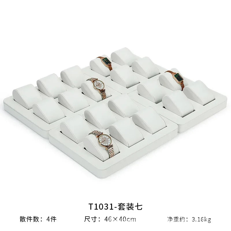 High End Watch Display Case Black and White Brushed Multi Position Watch Display Tray Blue Movable Pillow Bag Watch Display