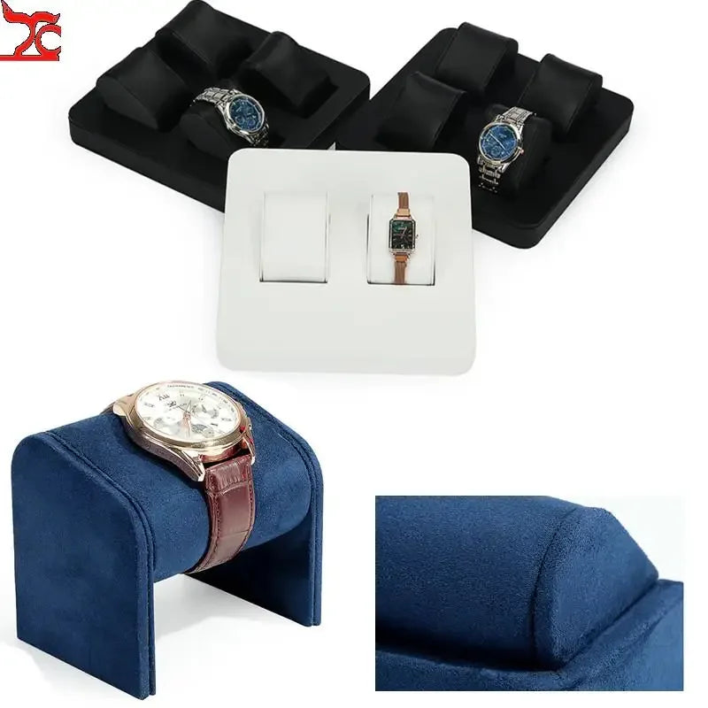 High End Watch Display Case Black and White Brushed Multi Position Watch Display Tray Blue Movable Pillow Bag Watch Display