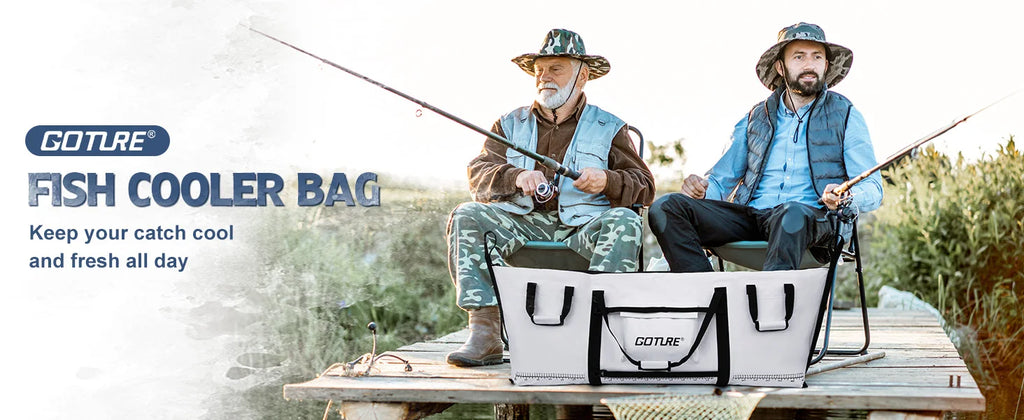 Goture Sea Fishing Live Fish Insulated Cooler Bag Waterproof Fish Bag Fishing Cooler Bag Freshness 72 Hour Retention Collapsible