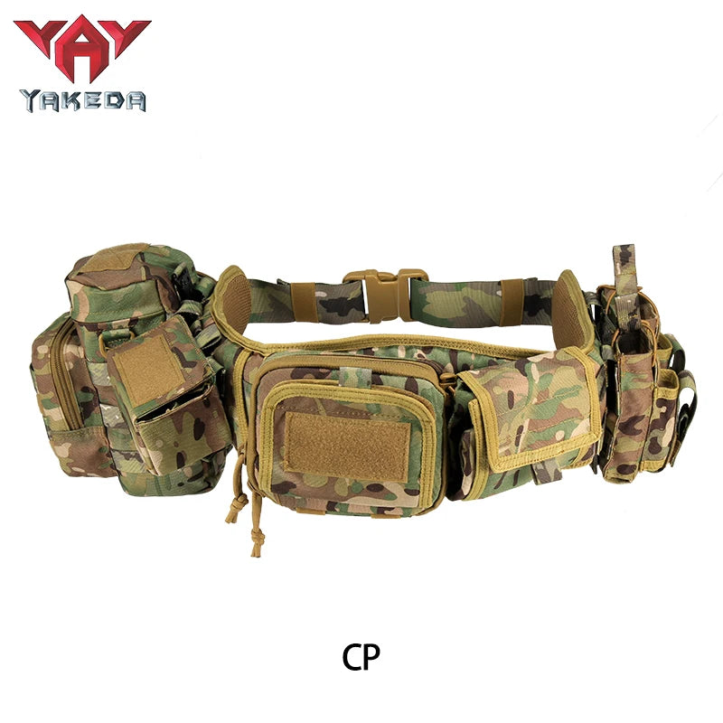 Yakeda Tactical Belt wilth Holster Magazine pouch Hunting Gadget Pouch Waist Bag Adjustable MOLLE Padded Patrol Duty Belt Combat