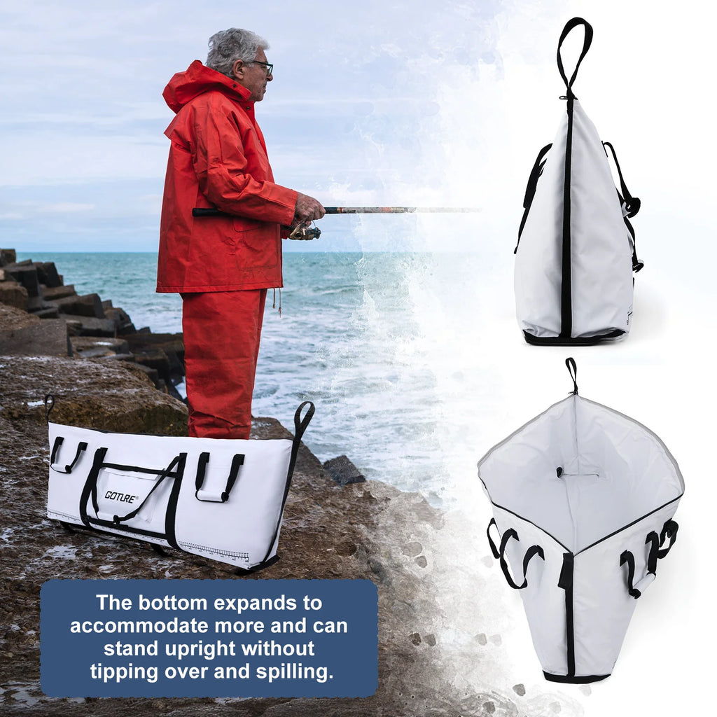 Goture Sea Fishing Live Fish Insulated Cooler Bag Waterproof Fish Bag Fishing Cooler Bag Freshness 72 Hour Retention Collapsible