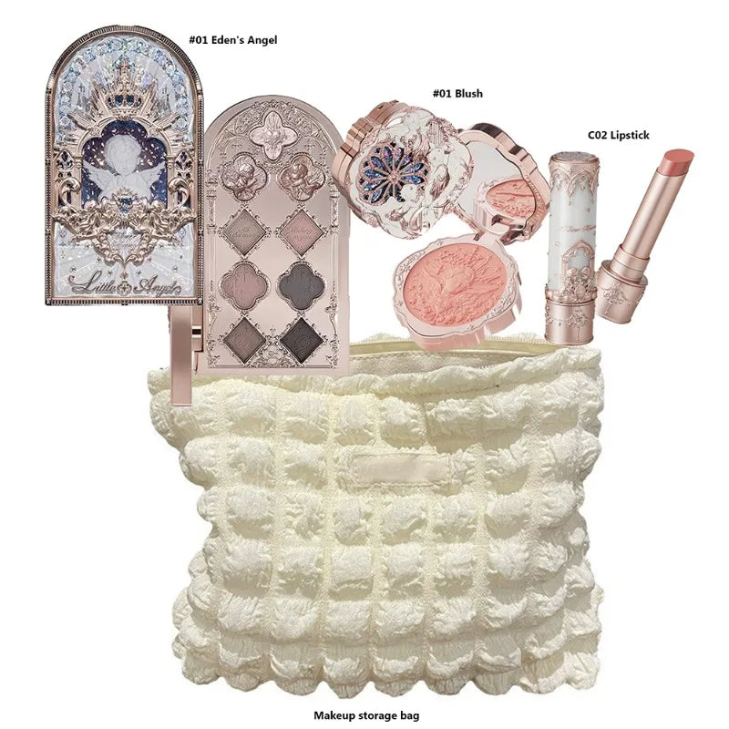 Flower Knows Makeup Set Swan Ballet Concealer Palette Embossed Blusher Shine Lipstick Kit With Bag THE SWEETIE BEAR Bunny Garden