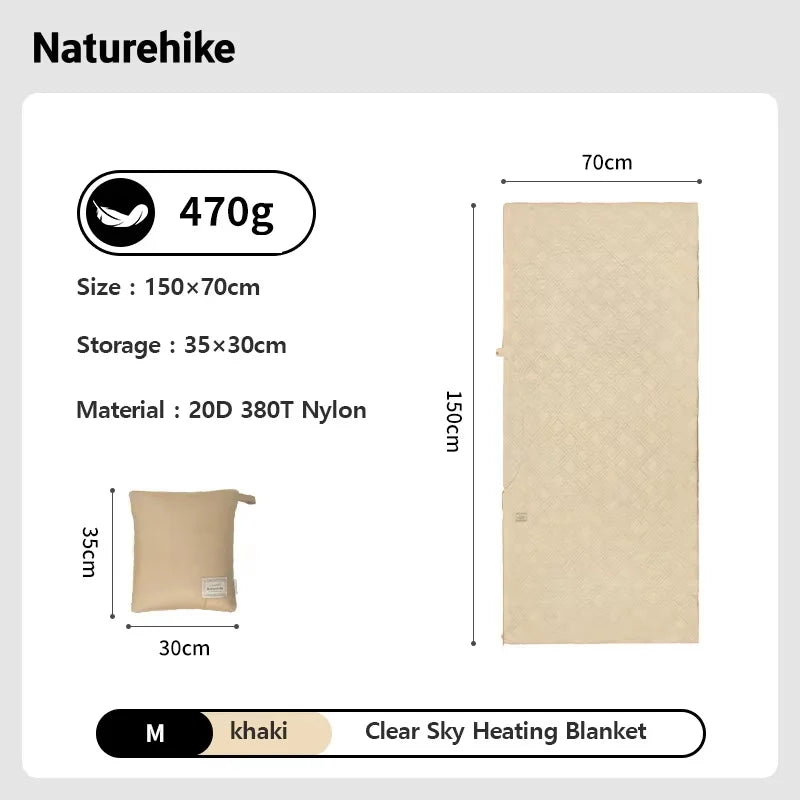 Naturehike USB Electric Heating Blanket Winter Camping Warm Keeping Multi-purpose Thermal Shawl Sleeping Bag Liner CNK2450PJ015