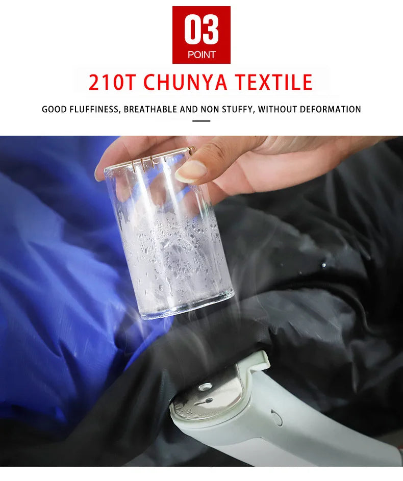 Backpacking Envelope Sleeping Bag Portable Waterproof Down Cotton Lightweight Camp Bedding for Outdoor Traveling Camping Hiking