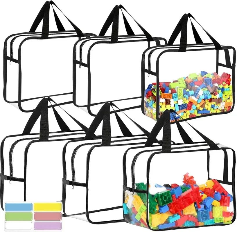 Large Clear PVC Storage Bag Travel Waterproof Organizer Bags Cosmetics Pouch Reusable Toy Storage Bag for Building Block Puzzle