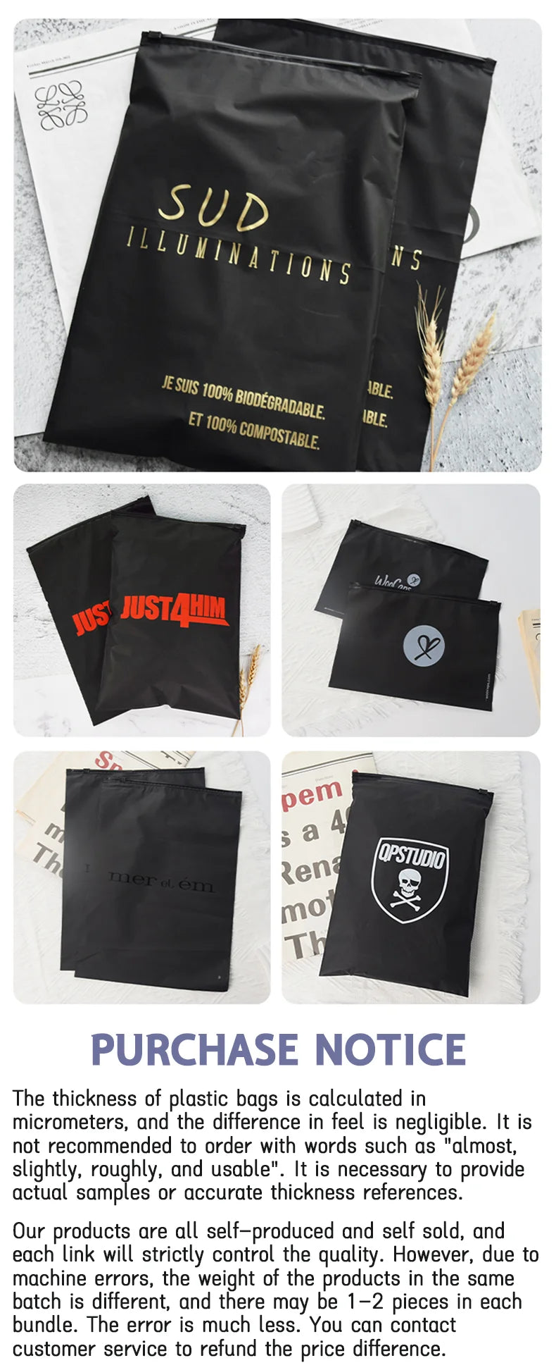 Enterprise custom frosted matte zipper bag product storage bag clothing swimsuit towel wig packaging bag with logo printing
