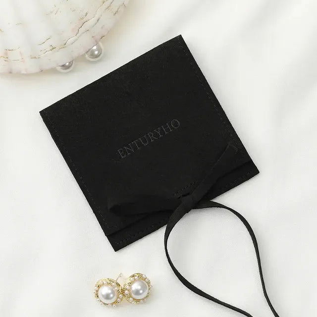 50 Jewelry Gift Bags Custom Logo 8X8cm Yellow Microfiber Packaging Pouch For Rings Earrings Tarot Card Wedding Favors Velvet Bag