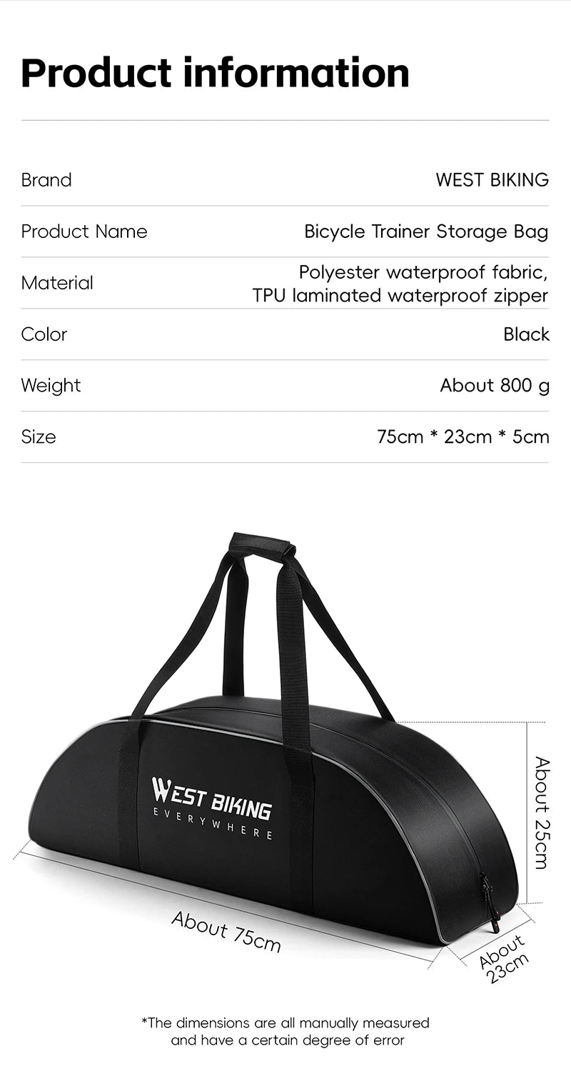 WEST BIKING Portable Bicycle Magnetic Resistance Roller Training Stand Indoor MTB Road Bike Roller Trainer with Storage Bag