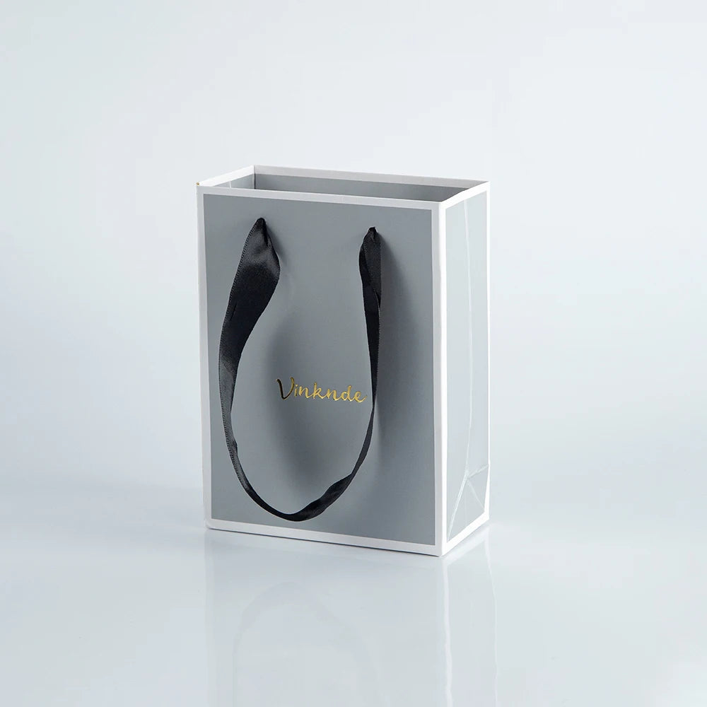 50pcs Custom Logo Luxury Retail Boutique Shopping Tote Bag White Black Kraft Gift Paper Bags For Perfume Shoes Clothes Packaging