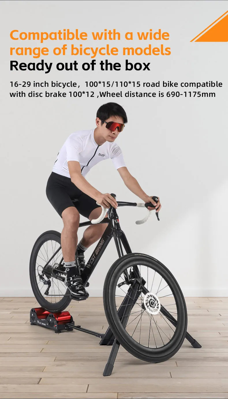 WEST BIKING Portable Bicycle Magnetic Resistance Roller Training Stand Indoor MTB Road Bike Roller Trainer with Storage Bag