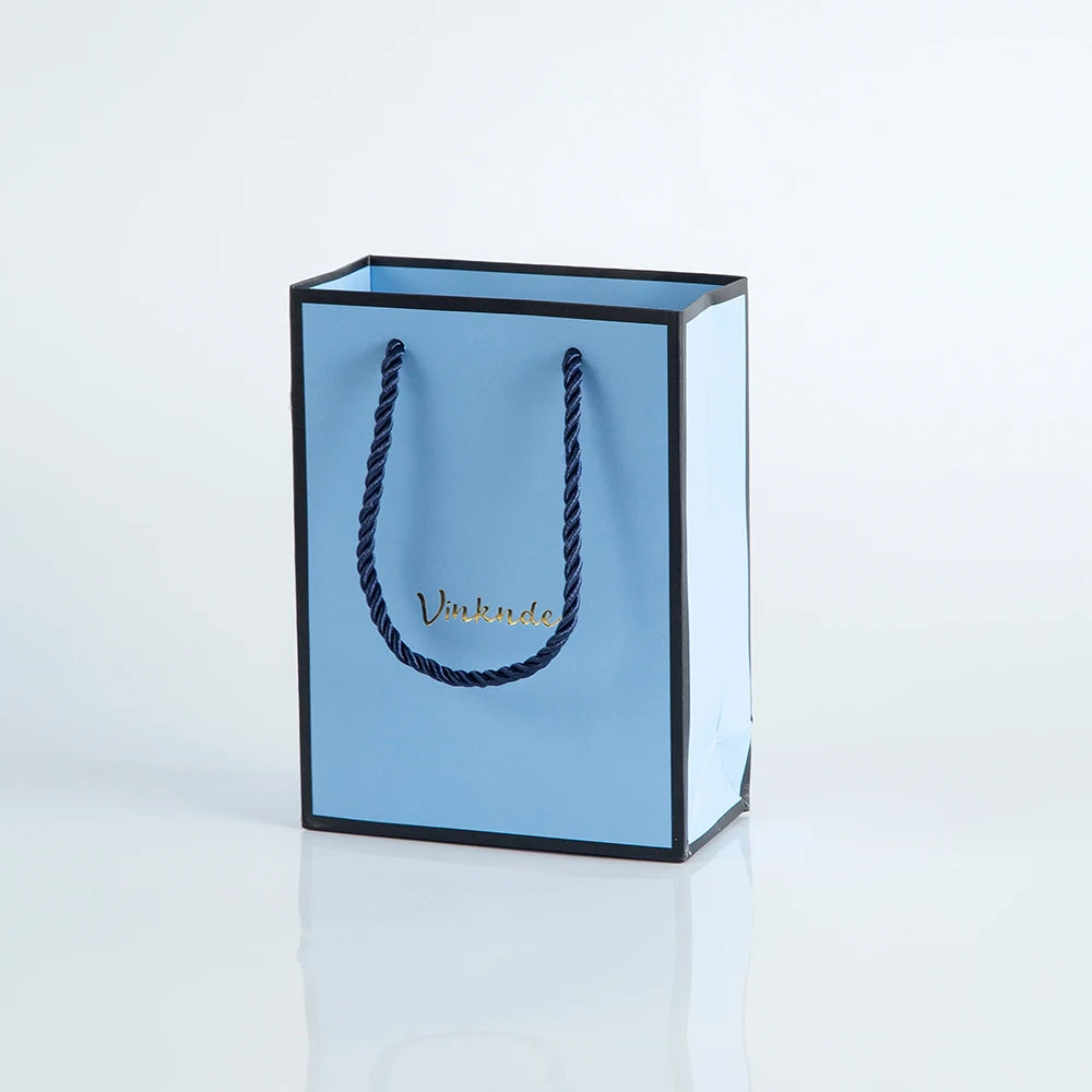 50pcs Custom Logo Luxury Retail Boutique Shopping Tote Bag White Black Kraft Gift Paper Bags For Perfume Shoes Clothes Packaging