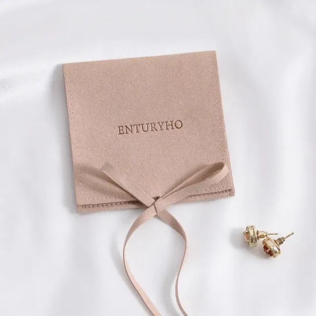 50 Jewelry Gift Bags Custom Logo 8X8cm Yellow Microfiber Packaging Pouch For Rings Earrings Tarot Card Wedding Favors Velvet Bag