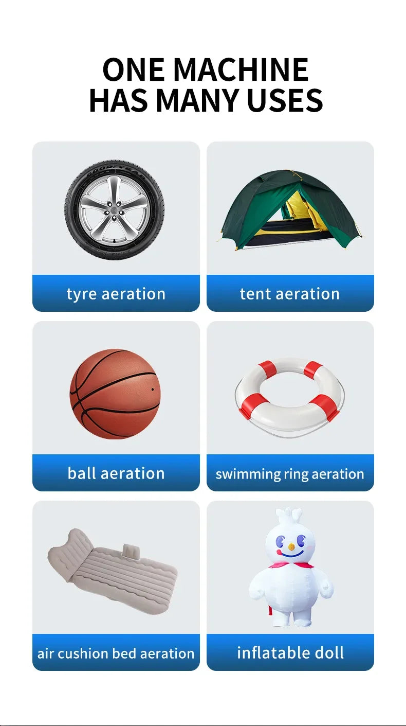 BUVAYE Car Multi-function Air Compressor Jump Starter Air Pump Convenient Tire Inflator Portable Battery Starter With EVA Bag