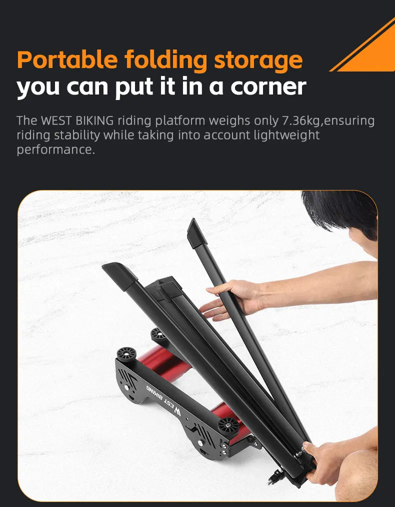 WEST BIKING Portable Bicycle Magnetic Resistance Roller Training Stand Indoor MTB Road Bike Roller Trainer with Storage Bag
